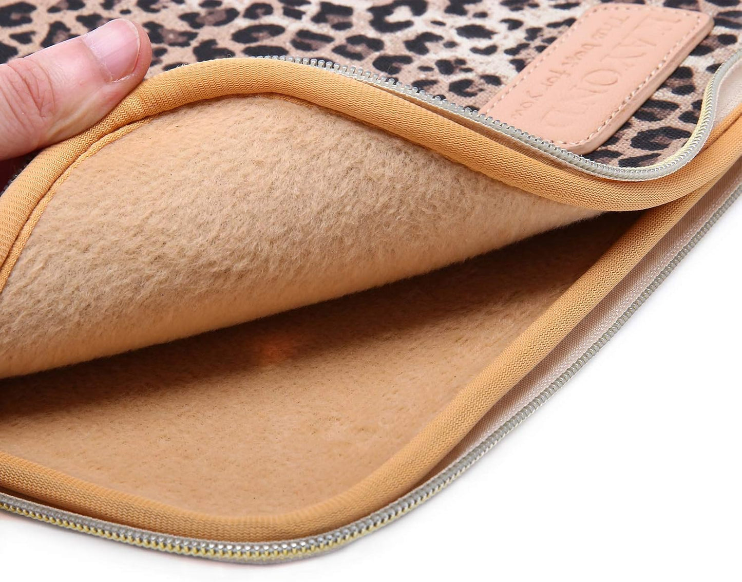 KY-03 Canvas Fabric 15.6 Inch Laptops Sleeve - Brown Leopard Print