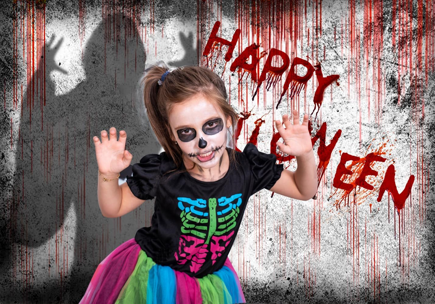7X5Ft Bloody Halloween Backdrop Halloween Horror Photography Background for Party Decorations Trick or Treat Banner for Photo Booth 066