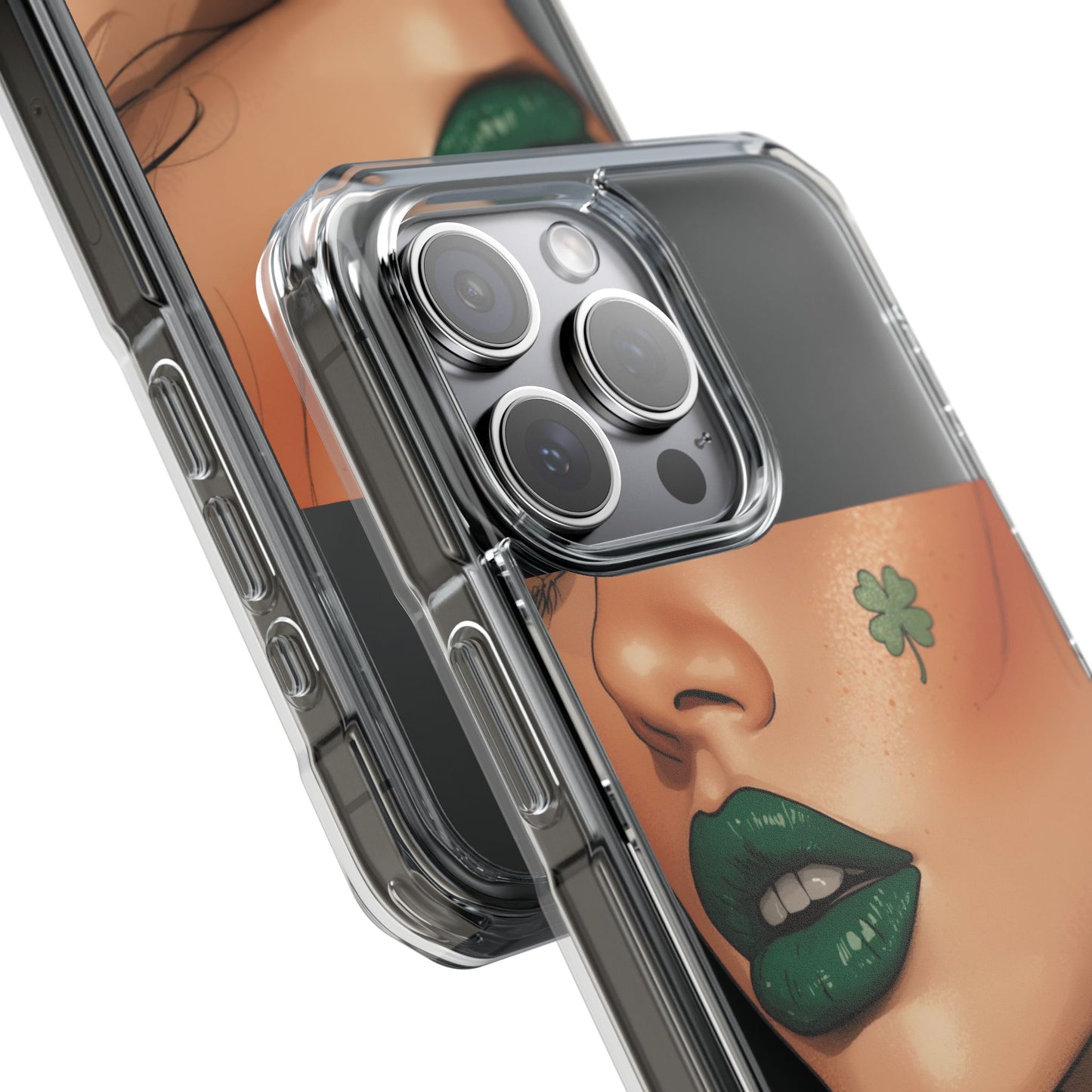 Clear Magnetic Phone Case – Slim Protection with “Kiss Me I’m Irish” Print
