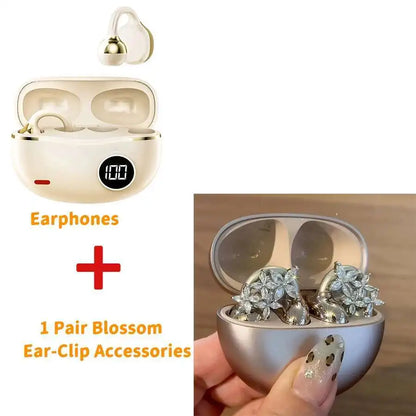 Hi-Fi Stereo Sport Wireless Earbuds Jewelry Clip Customizable Zircon Flash Diamond Ear-Clip Accessories Earphones Suit Girl Gift