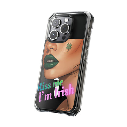Clear Magnetic Phone Case – Slim Protection with “Kiss Me I’m Irish” Print