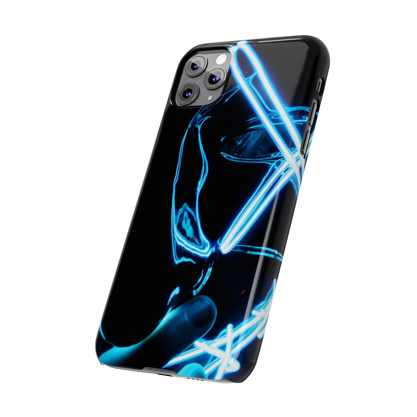 Neon Boba Slim Phone Case – Blue LED Tea Art