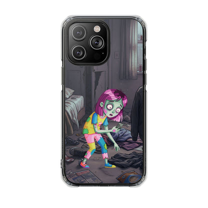 Zombie Girl Clear Magnetic Phone Case — Cute Spooky Cartoon iPhone Cover