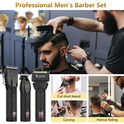 Hair Clippers for Men Professional, Barber Clippers and Trimmer Set, Hair Clipper& Hair Trimmer & Electric Foil Shavers Razor Kit, Hair Cutting Kit, Cordless Mens Grooming Kit