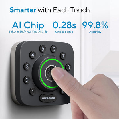 Smart Lock U-Bolt Pro, 7-In-1 Fingerprint Keyless Entry Door Lock with App Control, Anti-Peep Keypad, Auto Lock, Smart Deadbolt Front Door, IP65 Waterproof, Easy Installation, 1 Year Battery