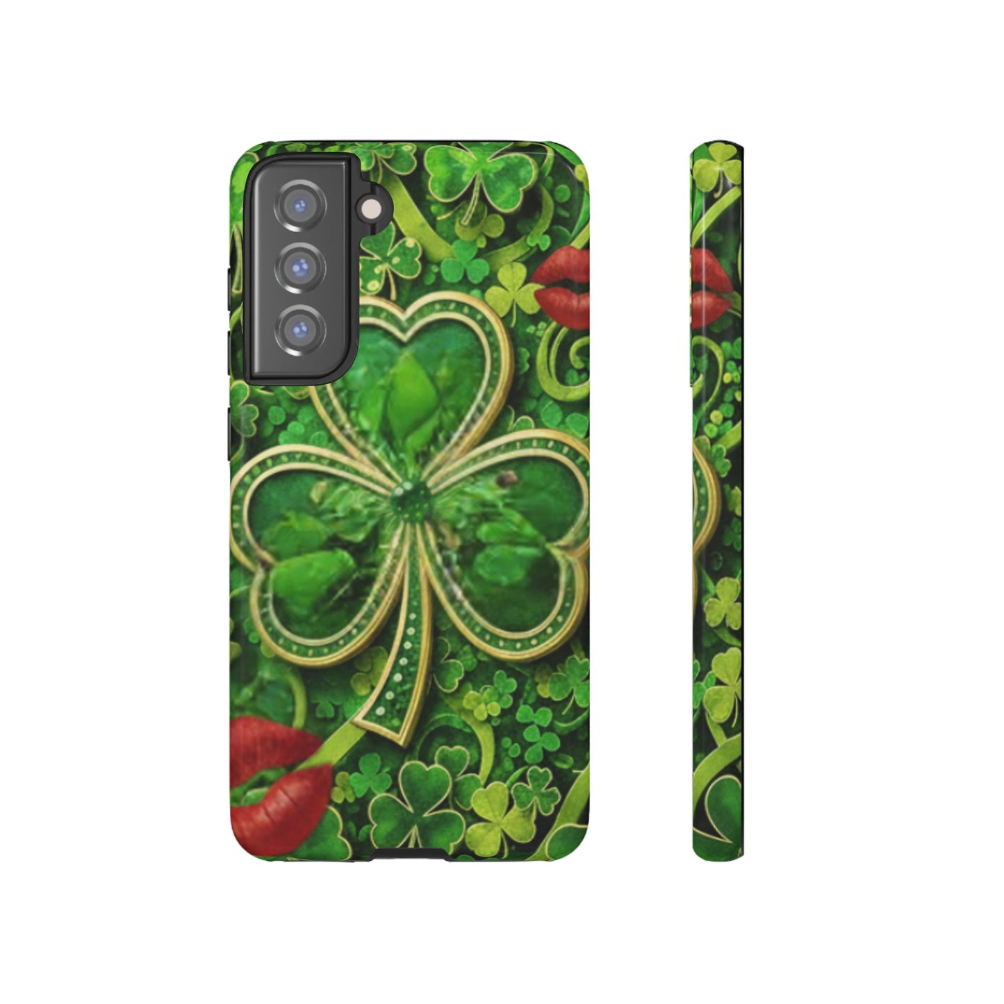Tough Phone Case – Dual-Layer Protection with Shamrock Print