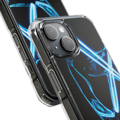 Clear Magnetic Phone Case — Blue Neon Light Design