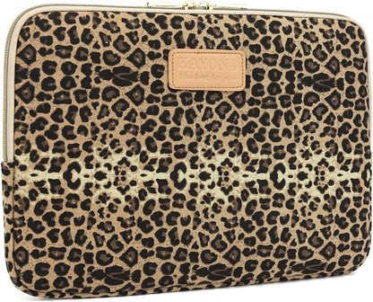 KY-03 Canvas Fabric 15.6 Inch Laptops Sleeve - Brown Leopard Print