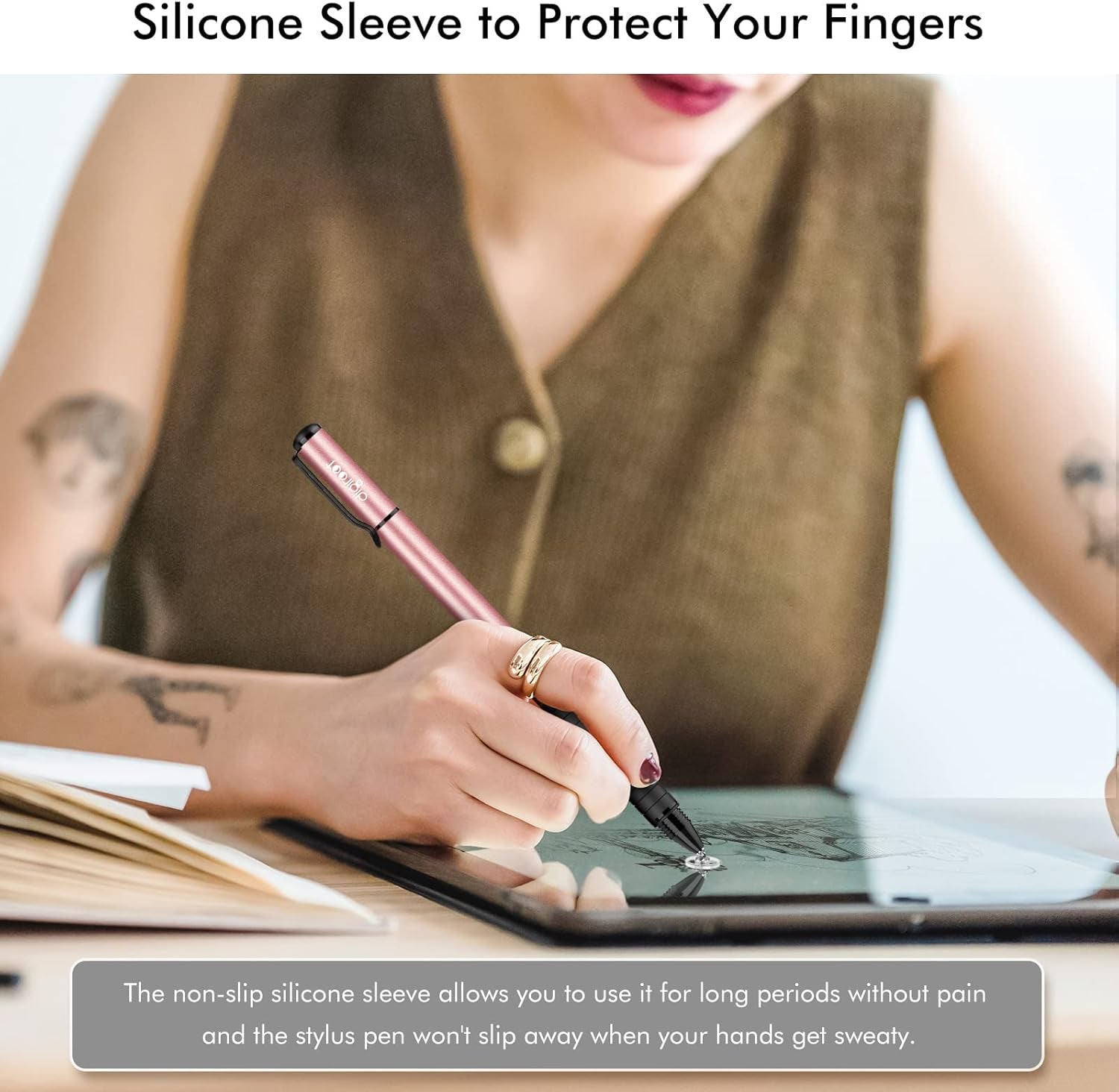 Universal Stylus,[2-In-1] Disc Stylus Pens for All Touch Screens Cell Phones, Ipad, Tablets, Laptops with 6 Replacement Tips(4 Discs, 2 Fiber Tips Included) - (Rose Gold)