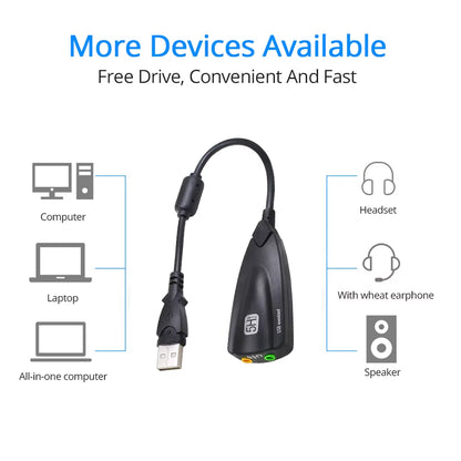 5HV2 Stereo 7.1 Channel with Cable Sound Card USB Sound Card Computer Games Dedicated External High-End Sound Card