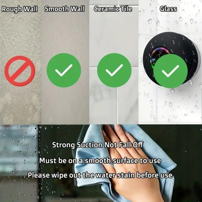 Waterproof Bluetooth Shower Speaker with LED: Portable, Hands-Free, Rechargeable