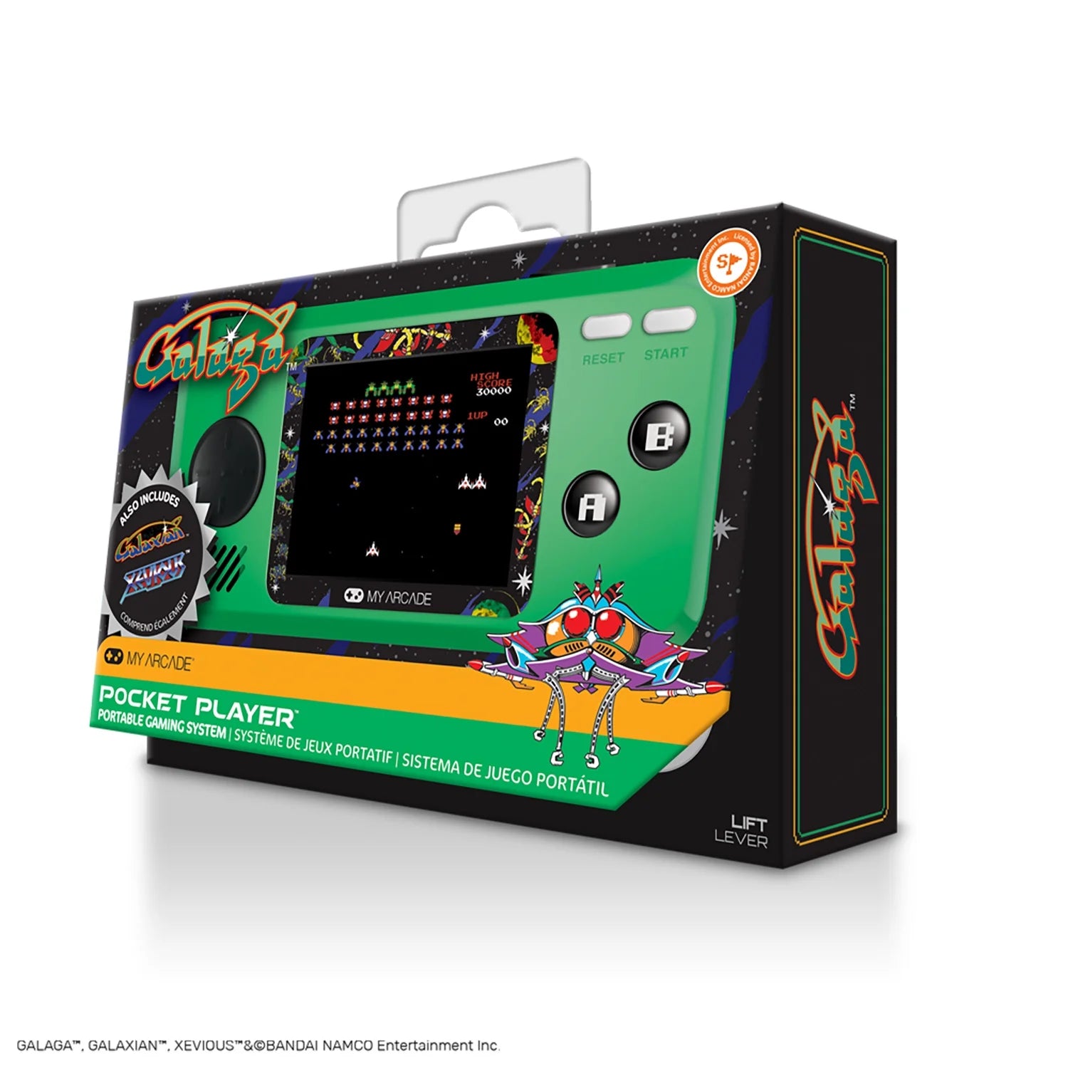 Galaga Pocket Player - Collectible Handheld Console with 3 Games