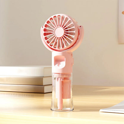 Portable Handheld Misting Fan, Rotatable Personal Spray Water Mist Fan with Visible Water Tank, USB Rechargeable Neck Fan 4 Gear Quiet Strong Airflow Cooling Fan for Outdoor Travel Camping