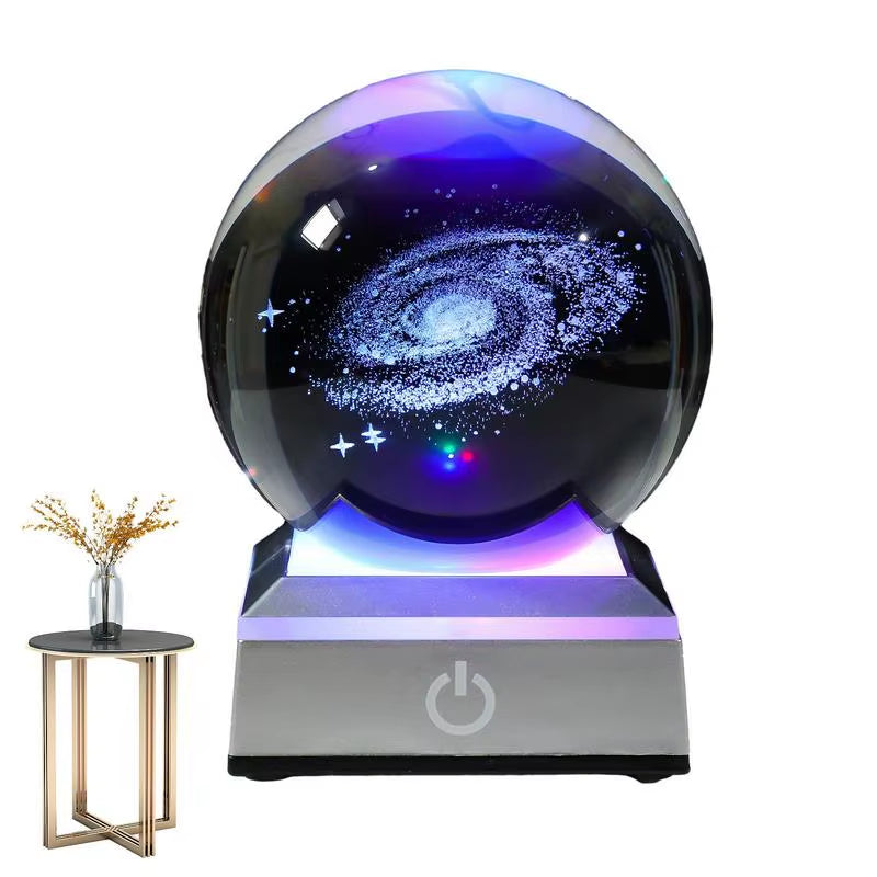 3D Crystal Ball LED Night Light: Solar System/Galaxy