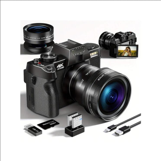 4K Digital Cameras for Photography,48Mp/60Fps Video Camera for Vlogging, Wifi & App Control Vlogging Camera , Small Camera with 32GB TF Card.Wide-Angle & Macro Lens