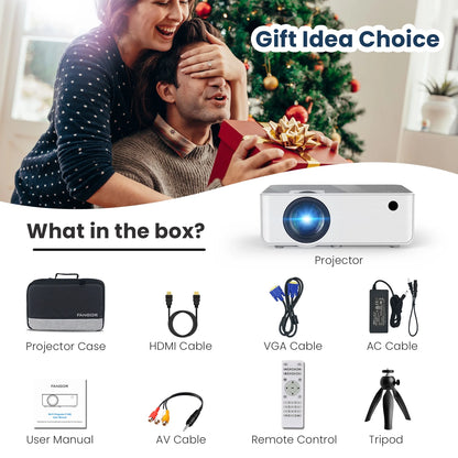 Wifi Bluetooth Projector, Portable Movie Projector Native 1080P for Home &Outdoor, Full HD Video Projector Compatible with Phone/Laptop/Pc/ TV Stick/Usb/Sd Card (Tripod Included)