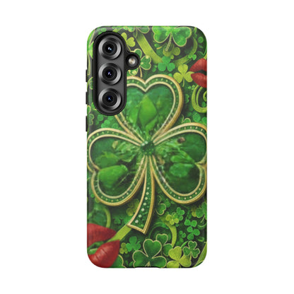 Tough Phone Case – Dual-Layer Protection with Shamrock Print