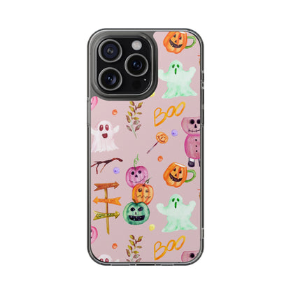 Clear Magnetic Phone Case – Spooky Doodles – Compatible with iPhone 13–16 Series