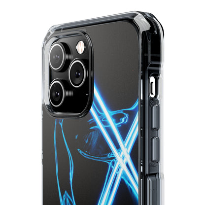 Clear Magnetic Phone Case — Blue Neon Light Design
