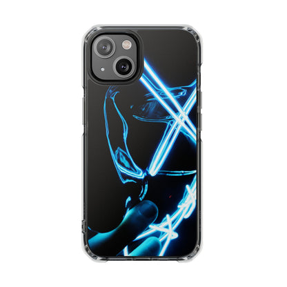 Clear Magnetic Phone Case — Blue Neon Light Design
