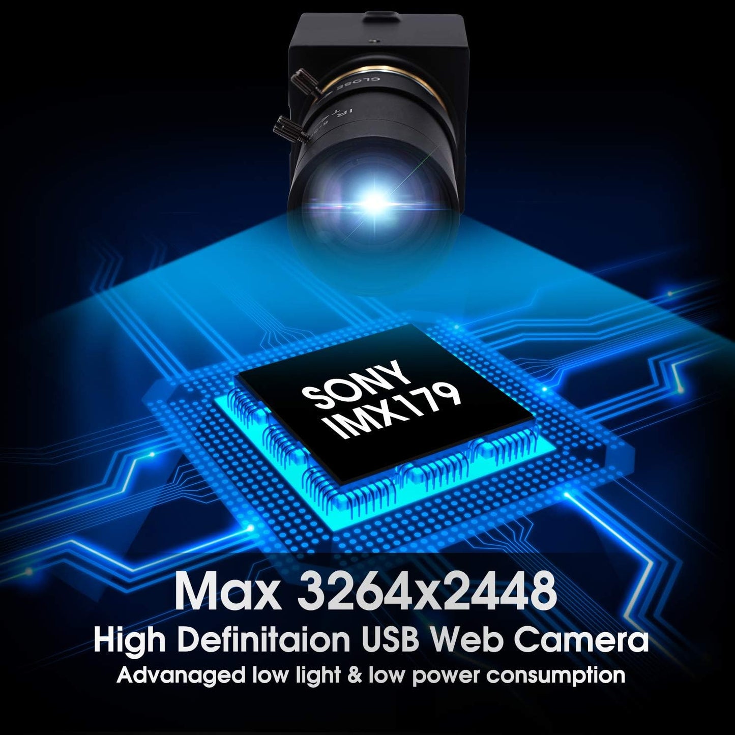 USB Webcam with Zoom Lens 5-50Mm, 10X Optical Zoom Manual Focus,High Resolution 3264X2448,Sony IMX179 Sensor,Usb HD Computer Camera for Windows MAC Linux Android