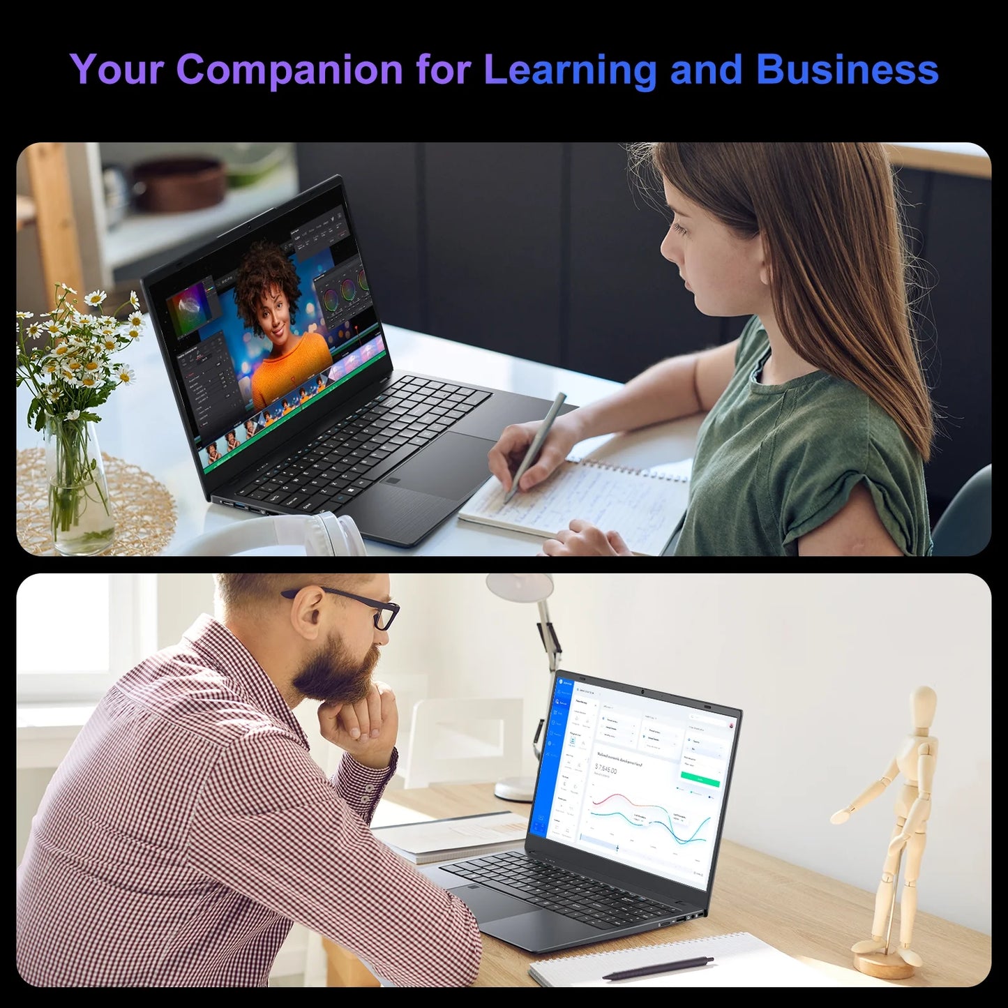 15.6" Windows 11 Laptop,12Gb DDR5 512GB SSD, Intel N95 with 4 Cores up to 3.4Ghz, with Office 2024, 1080 FHD IPS Display Wifi5 BT5.0 Fingerprint for Student, Home Office, Business, Black