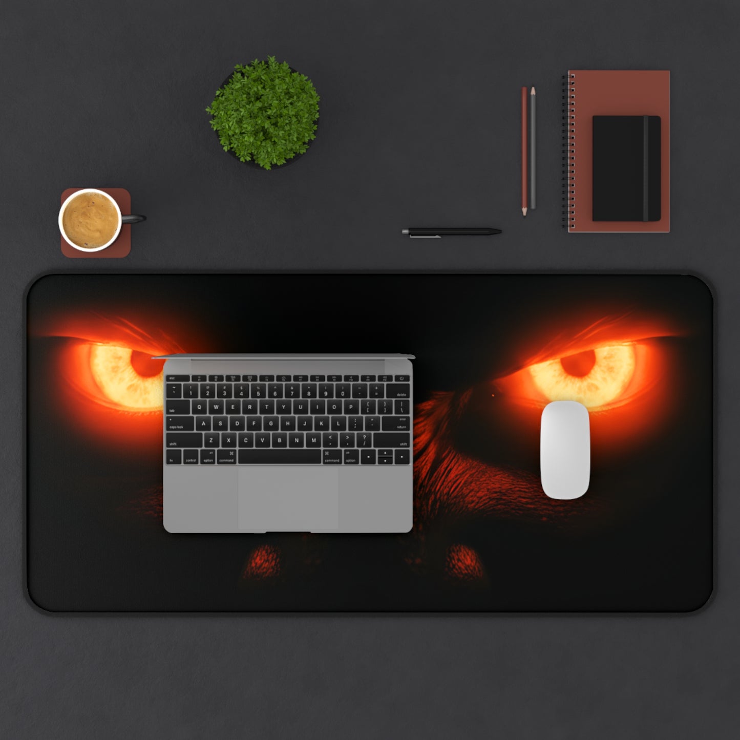 Neoprene Desk Mat – Blazing Monster Eyes