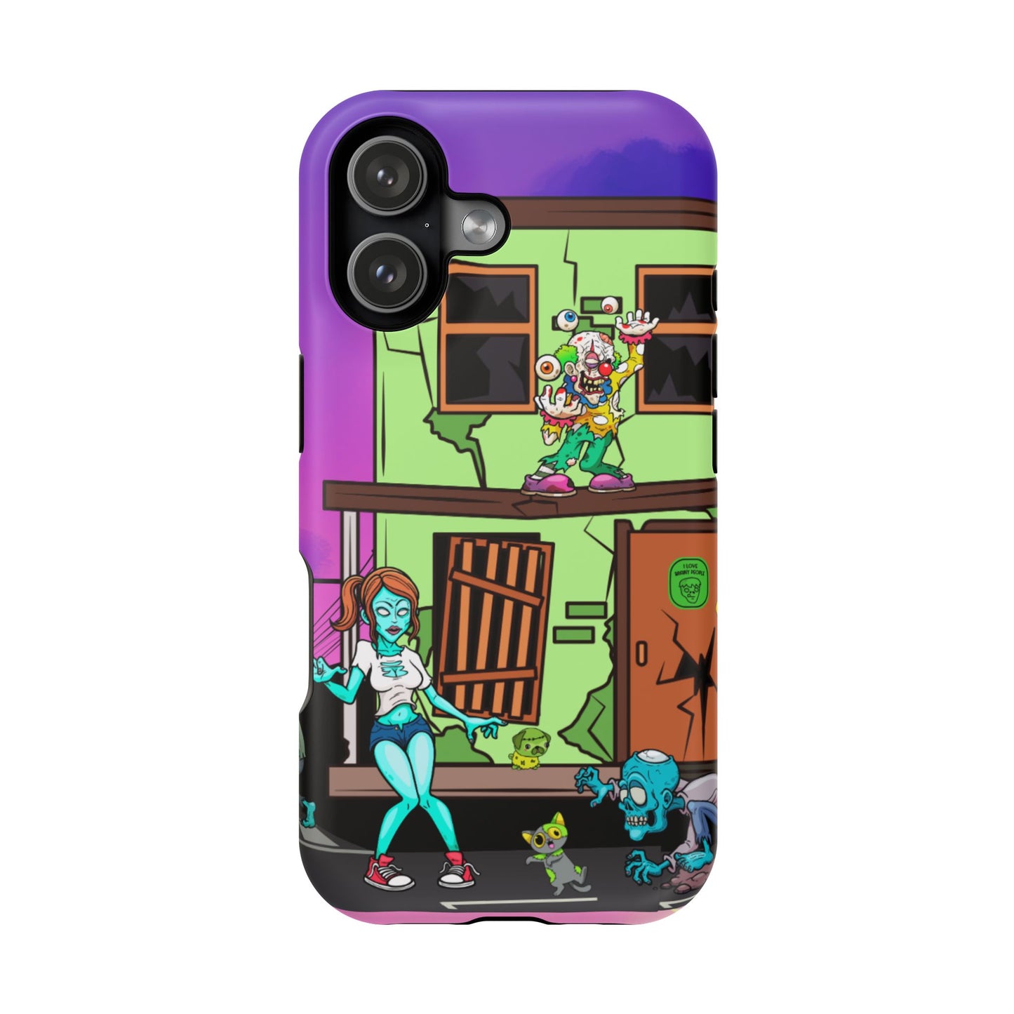 Zombie Arcade Phone Case — Colorful Cartoon Horror Impact-Resistant iPhone Cover