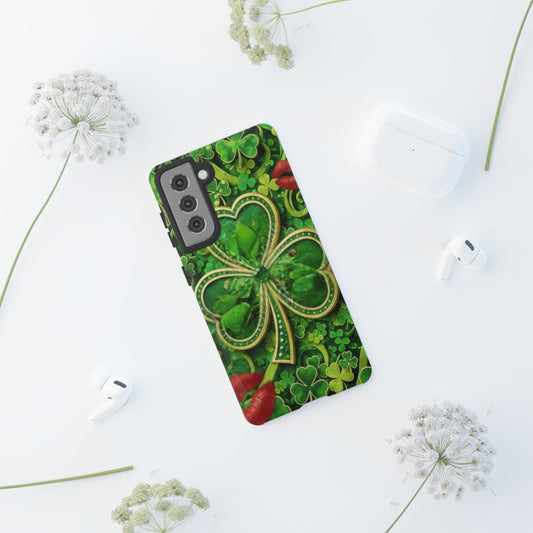 Tough Phone Case – Dual-Layer Protection with Shamrock Print