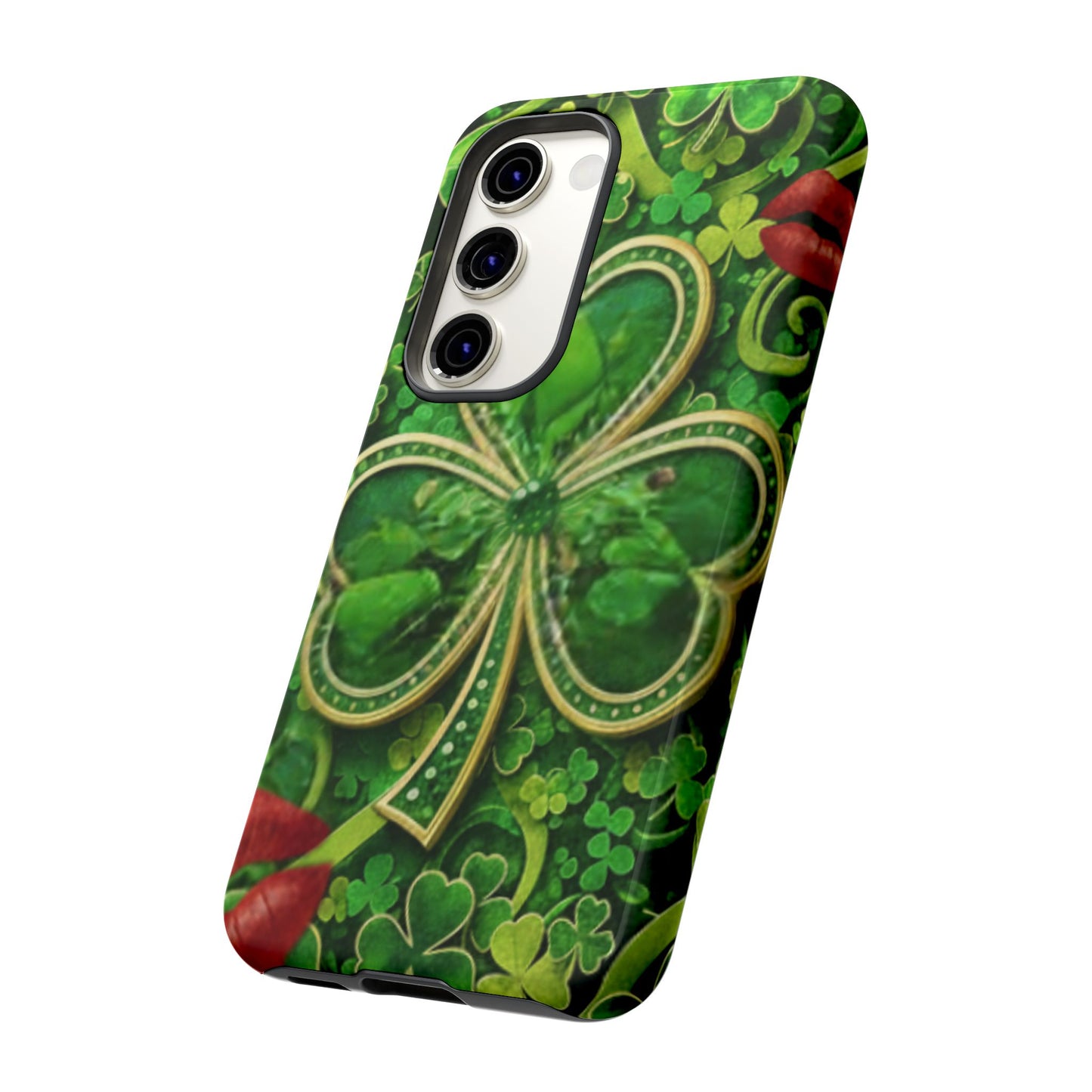Tough Phone Case – Dual-Layer Protection with Shamrock Print