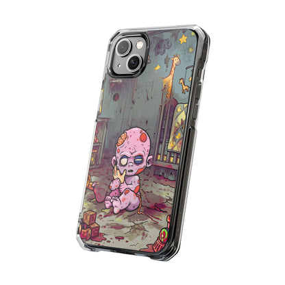 Clear Magnetic Phone Case — Cute Creepy Zombie Baby Design
