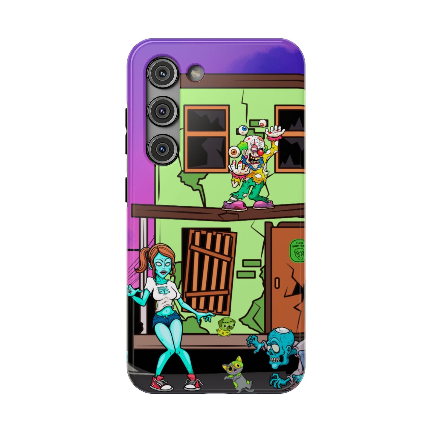 Zombie Arcade Phone Case — Colorful Cartoon Horror Impact-Resistant iPhone Cover