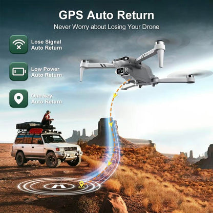 Aerial Drone F10 Pro 2025 GPS Positioning 4K UHD EIS Camera 5G Wifi FPV Brushless Motors Optical Flow Hover Intelligent Obstacle Avoidance Auto Return 360° Stunt Roll Two Batteries