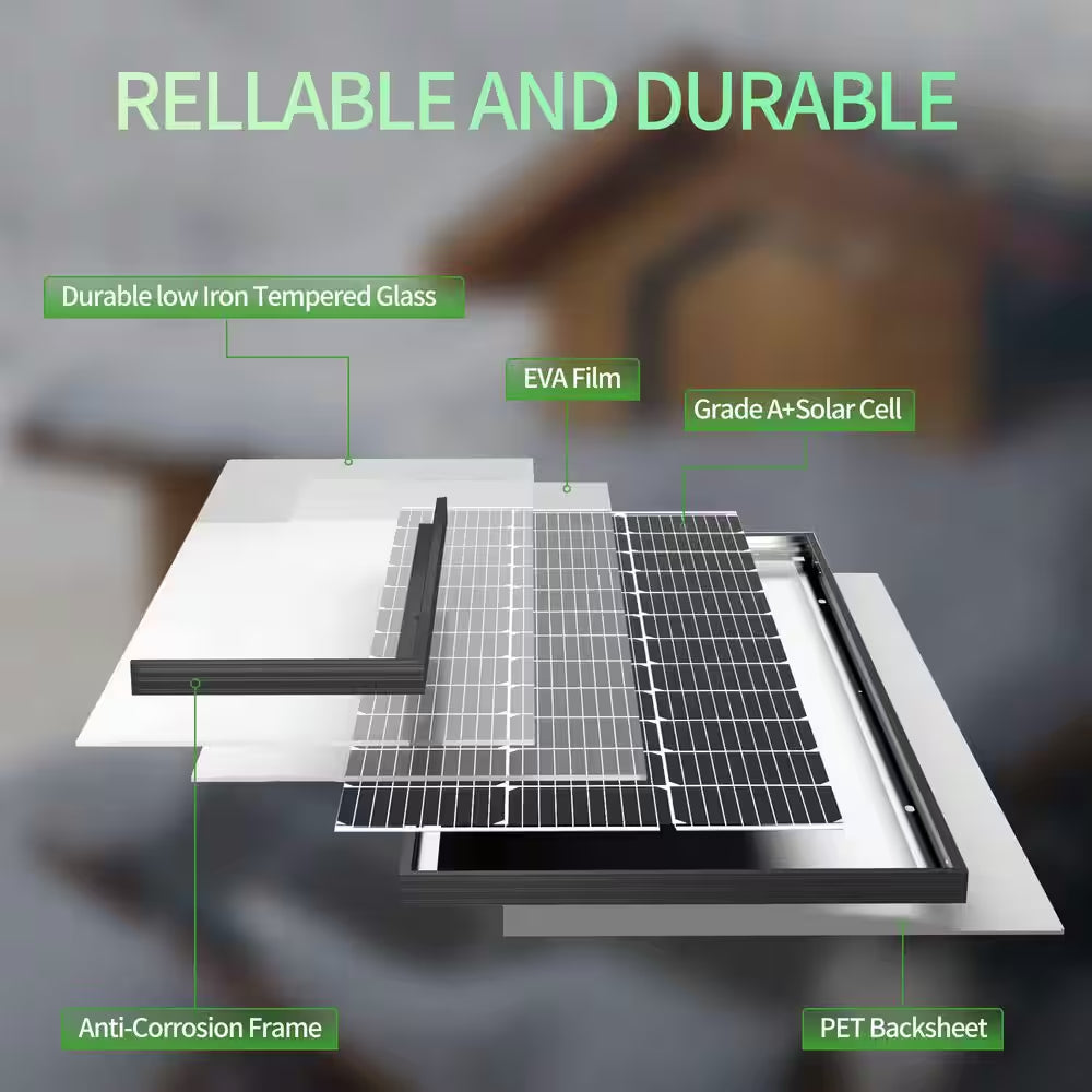 100 Watt Monocrystalline Solar Panel with Half-Cut Cell Technology for Off-Grid Systems
