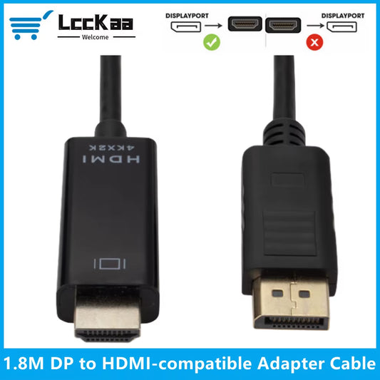 4K Displayport to Hdmi-Compatible Adapter Cable 1.8M DP to HDMI HD Video Audio Converter Cable for PC TV Projector Laptop
