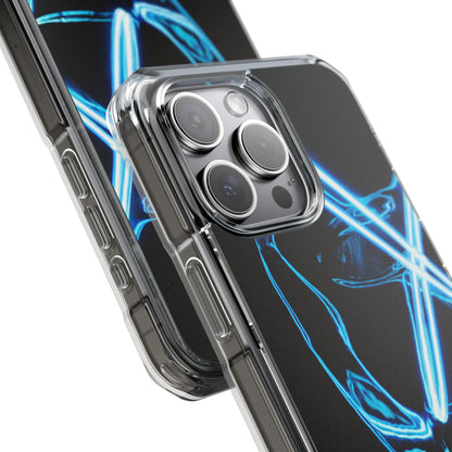 Clear Magnetic Phone Case — Blue Neon Light Design