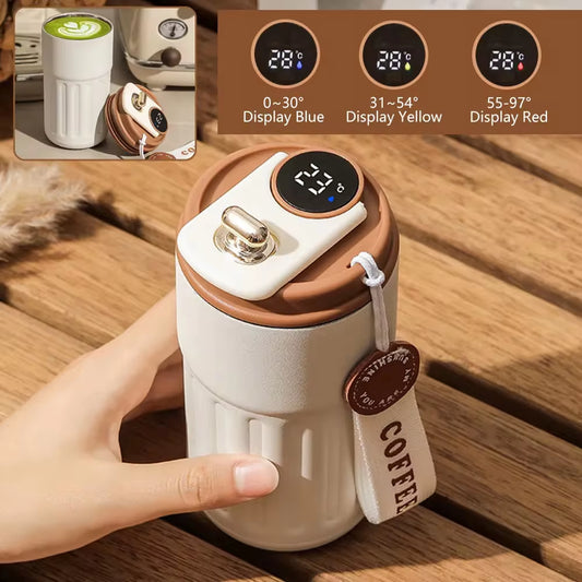 Smart Thermos with LED Temperature Display: 316 Stainless Steel Portable Vacuum Cup