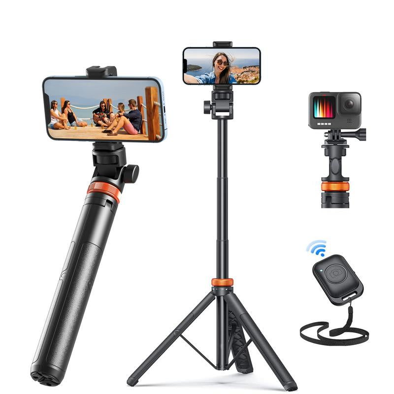 62" Phone Tripod & Selfie Stick: Remote, Stable, iPhone/Android, iPhone 13-16