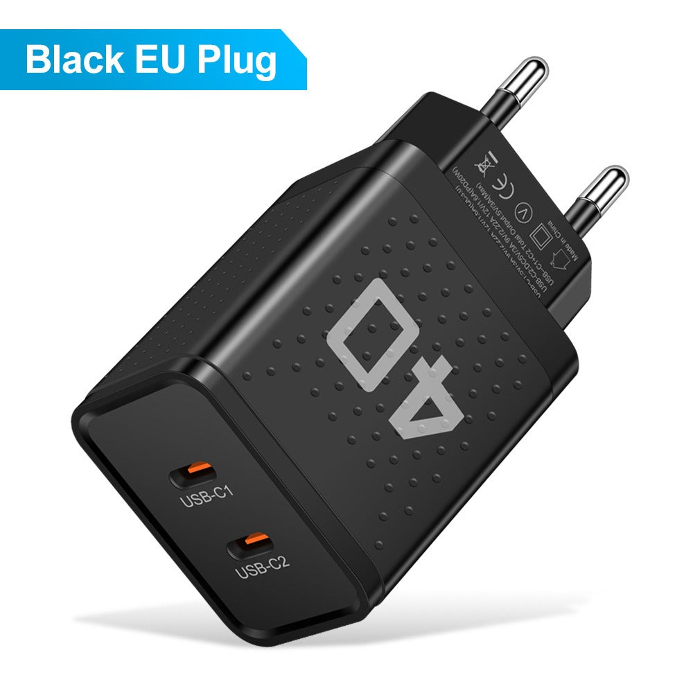 USB-C Wall Charger – Dual Port 40W Fast Charging