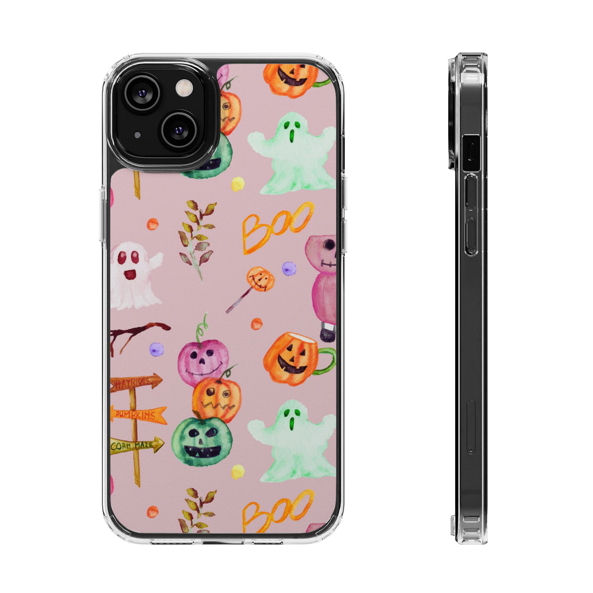 Clear Magnetic Phone Case – Spooky Doodles – Compatible with iPhone 13–16 Series