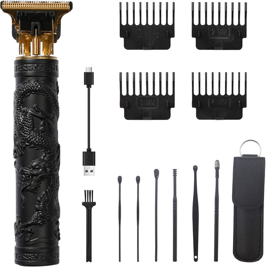 Hair Clipper with Earpick Accessories, Professional Cordless Barber Trimmer, Rechargeable T Type Classical Sculpting Texture Hair Trimmer