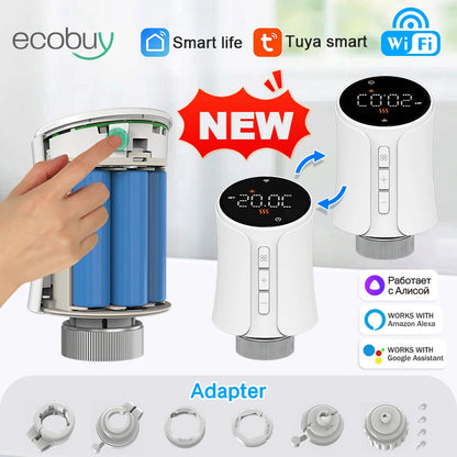 Tuya Smart Thermostat Radiator Actuator TRV Wifi Thermostatic Valve Heating Smart Valvetemperature Controller Alexa Google Home