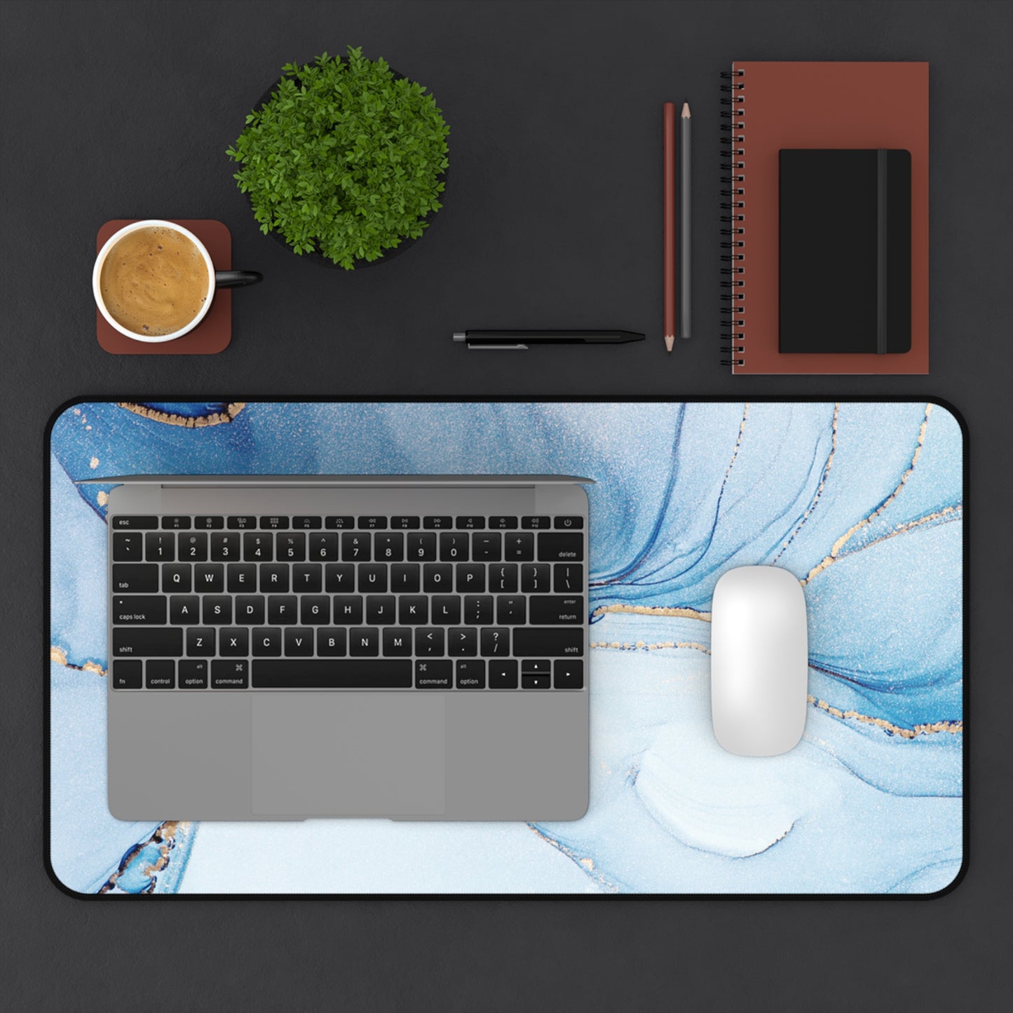 Neoprene Desk Mat – Blue Agate