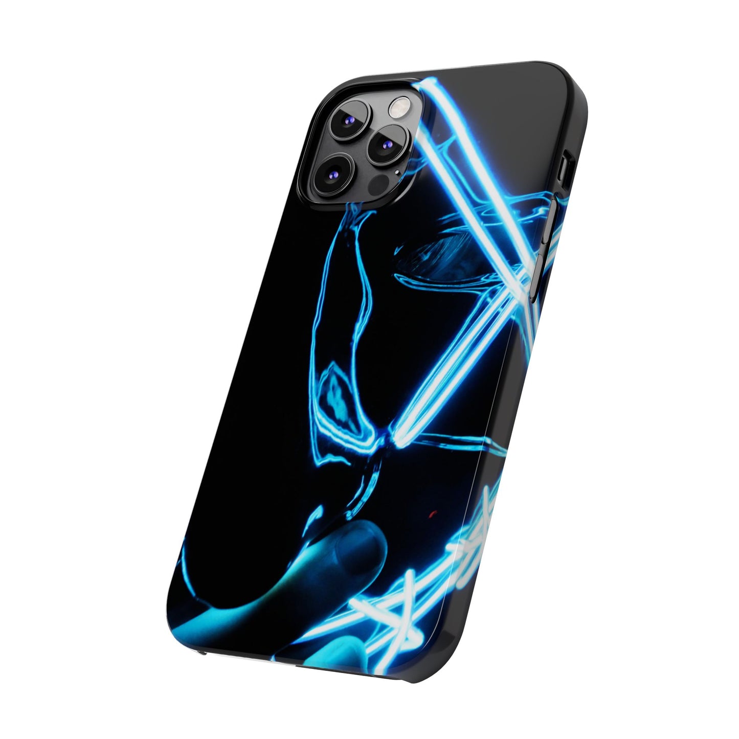 Neon Boba Slim Phone Case – Blue LED Tea Art