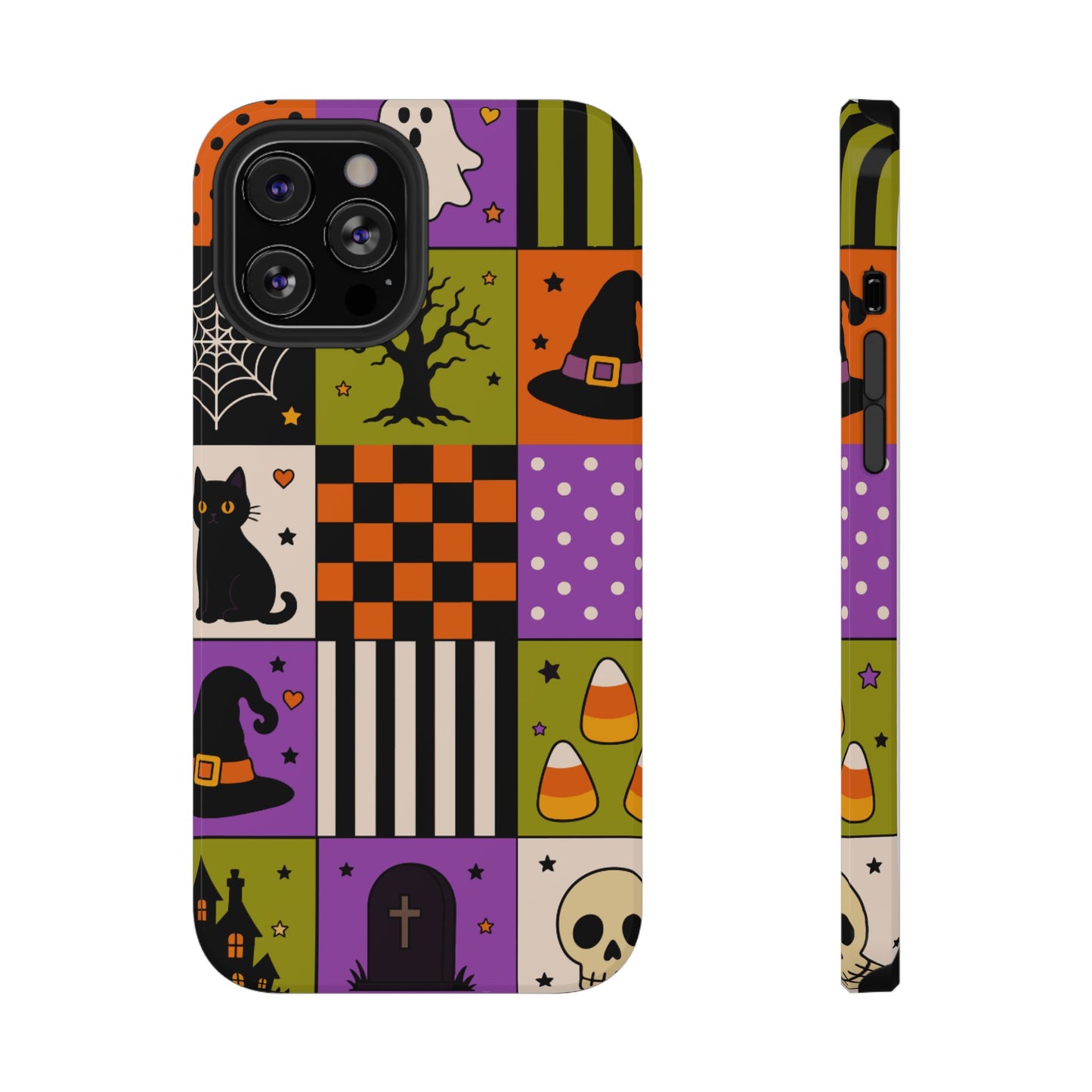 Impact-Resistant Phone Case – Spooky Patchwork