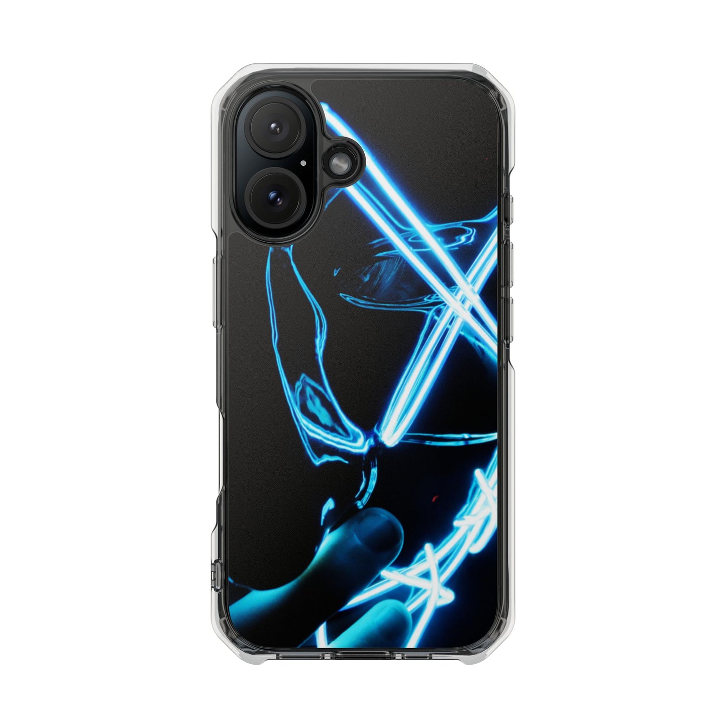 Clear Magnetic Phone Case — Blue Neon Light Design