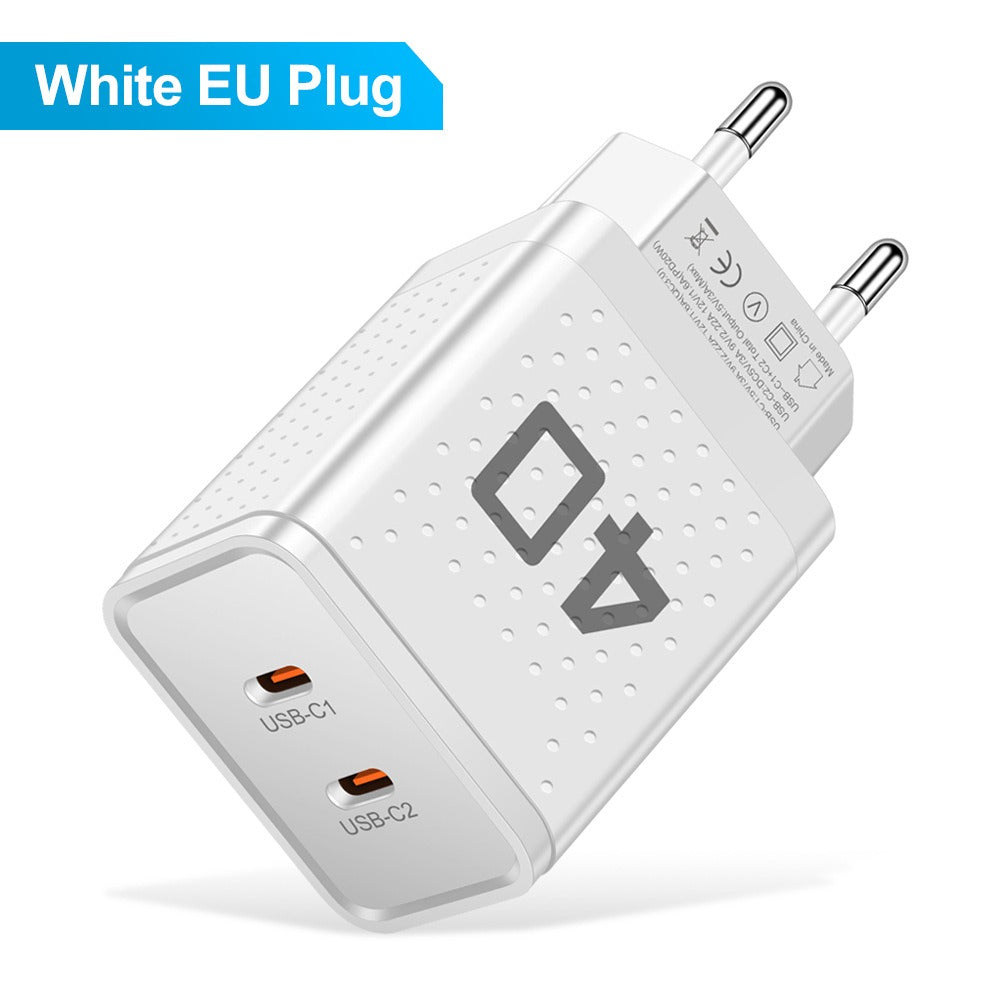 USB-C Wall Charger – Dual Port 40W Fast Charging