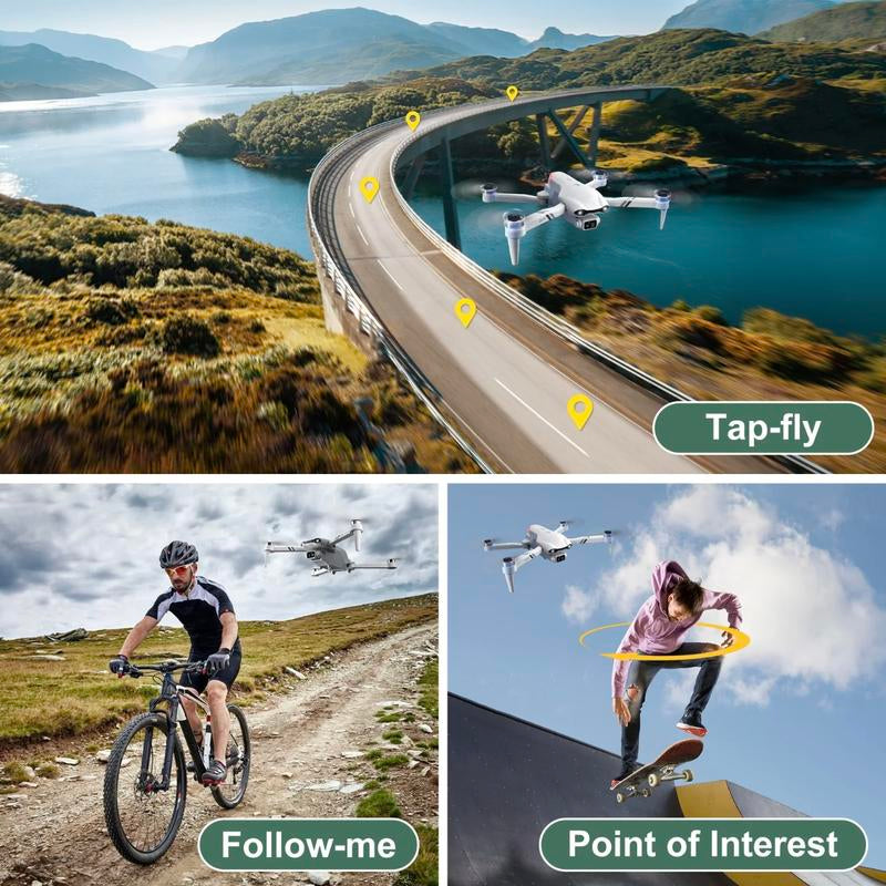 Aerial Drone F10 Pro 2025 GPS Positioning 4K UHD EIS Camera 5G Wifi FPV Brushless Motors Optical Flow Hover Intelligent Obstacle Avoidance Auto Return 360° Stunt Roll Two Batteries