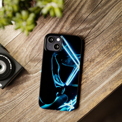Neon Boba Slim Phone Case – Blue LED Tea Art