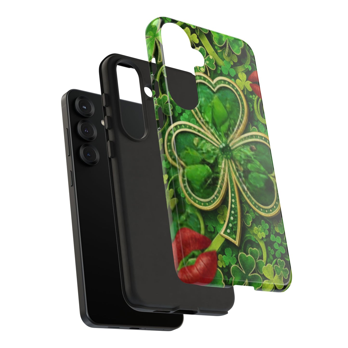 Tough Phone Case – Dual-Layer Protection with Shamrock Print